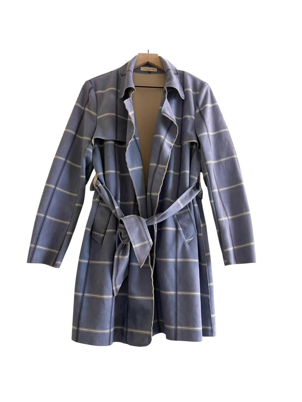 Solitaire Anthropologie Women's Lightweight Faux Suede Wrap Coat SZ L Pretty !